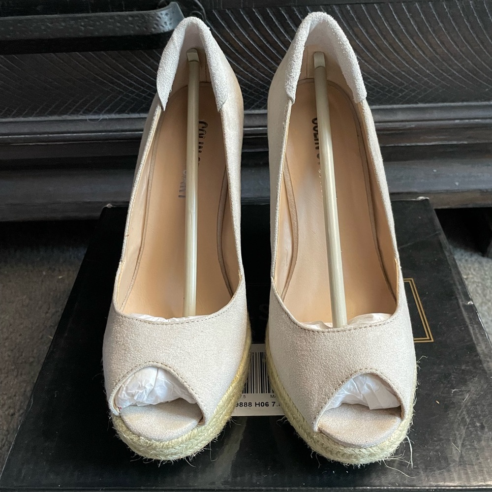 Colin Stuart espadrille wedge peep toe